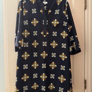 Crown & Ivy Navy Dress with Colorful Patterns